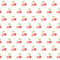 Sweet cherries in red and pink shades, Seamless Pattern