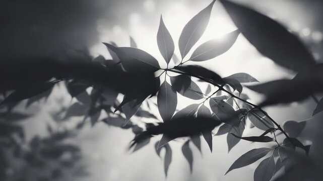 Eucalyptus tree leaves on branches creating a beautiful natural pattern against a bright, out of focus soft background, emphasizing tranquility and organic beauty