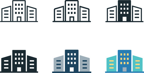 Central corporate workplace symbol depicting a formal office building environment where administration and professional activity