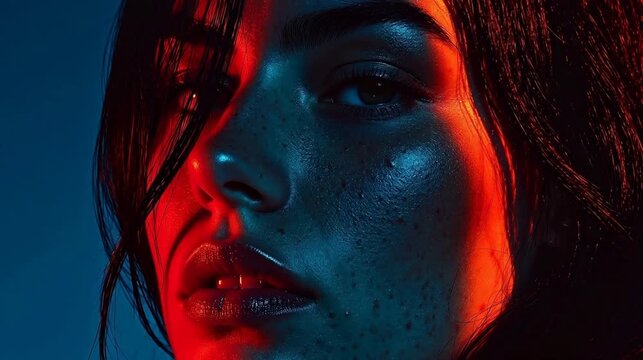 Closeup portrait of a woman with dramatic lighting