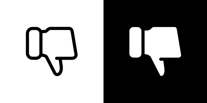 Thumb Down icon concept with flat Black White Background. Vector illustration.