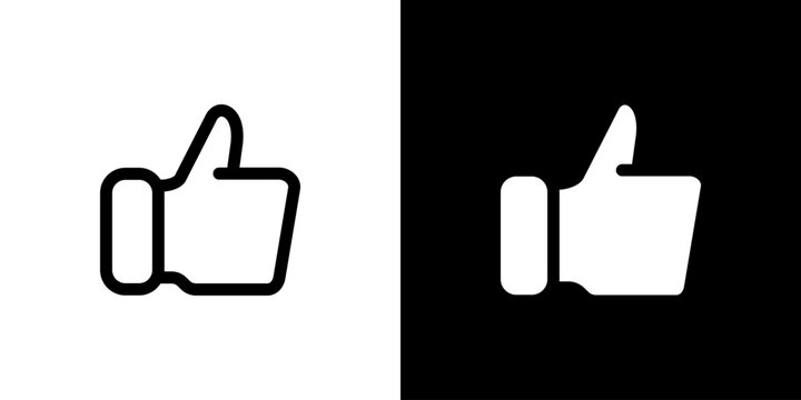 Thumb Up icon concept with flat Black White Background. Vector illustration.