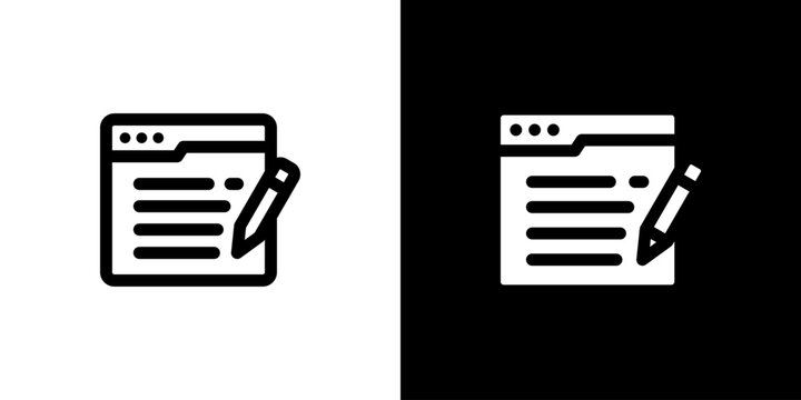 Web Browser icon concept with flat Black White Background. Vector illustration.