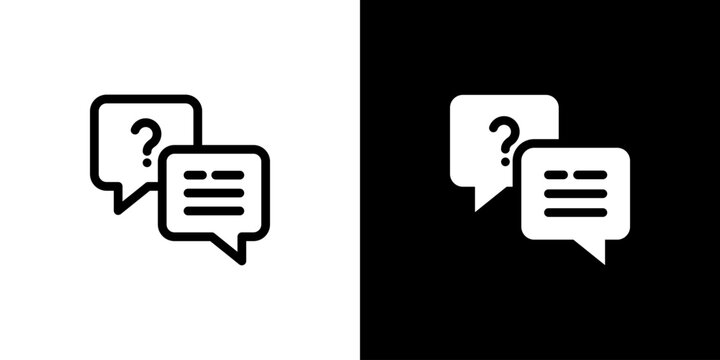 Question Answer icon concept with flat Black White Background. Vector illustration.
