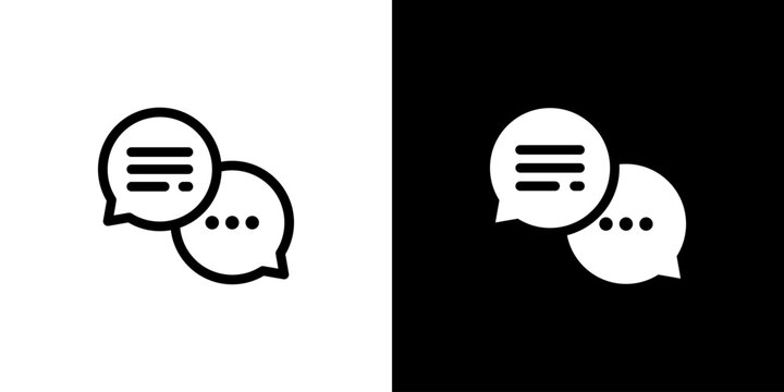 Chat Bubble icon concept with flat Black White Background. Vector illustration.