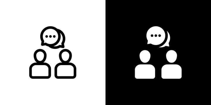 Discussion icon concept with flat Black White Background. Vector illustration.