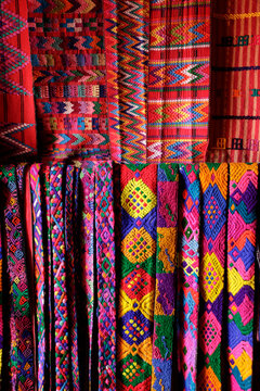 Antigua, Guatemala. Colorful Mayan textiles.