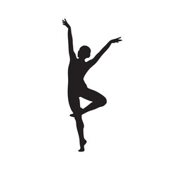 Obraz premium Ballet Dancer Silhouette Graceful Pose Female Performer Elegance Artistic Movement Classic Dance Form Exercise Balance Strength Body Control Figure