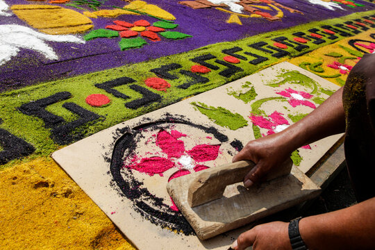 Antigua, Guatemala. Carpets prepared for Holy Week (Santa Semana).
