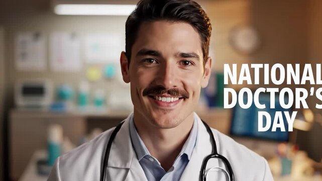 Smiling doctor with stethoscope on national doctors day in a hospital