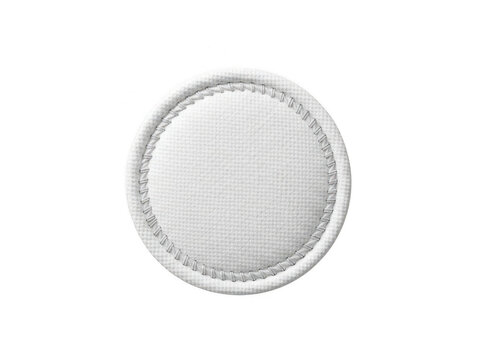 White circular mesh patch isolated on transparent background