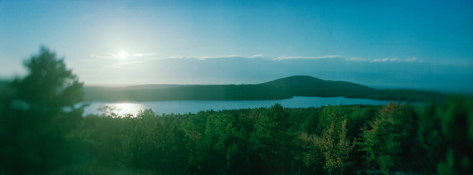 Panoramic view of Jordon pond from above, Acadia national park, Maine, United States
