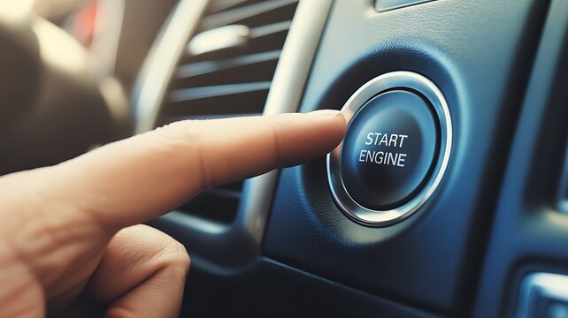 Pressing the start engine button