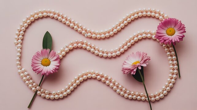 Delicate daisy necklace with pearls