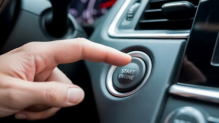 Obraz premium Pressing the start engine button