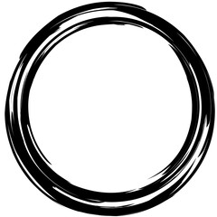 black and white round frame, brush stroke illustration design. 