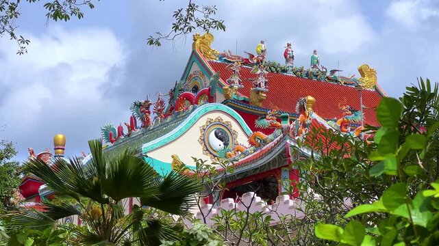 Thailand, July 7, 2025: Viharn Sien (Anek Kusala Sala) is a temple-museum in the southern suburbs of Pattaya, in the style of a royal Chinese temple. Terracotta Army. Museum and Shrine. 4K
