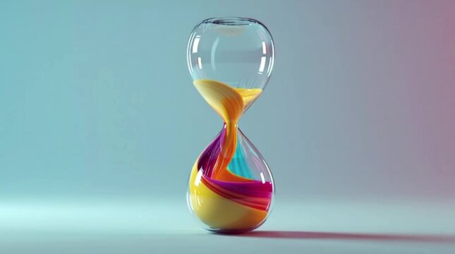 Modern Hourglass with Flowing Liquid Color Stream