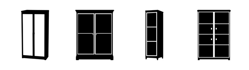 Modern minimalist bookcases in a row