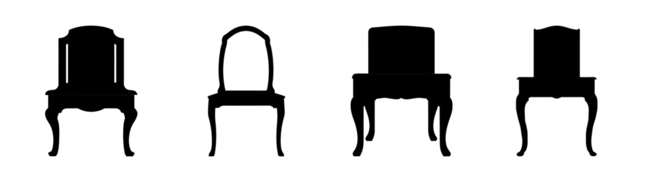 Four unique chairs in a row