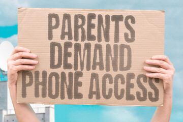 "Parents Demand Phone Access" Families want student contact. EMERGENCY. CONTACT. SAFETY. PARENTAL. CONCERN.