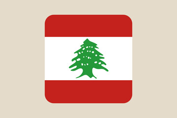 Lebanon flag with green cedar tree stylized into a rounded square icon representing the nation with patriotic symbolism.