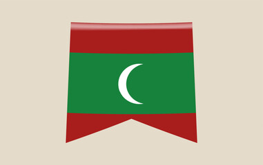 Maldives national flag designed as a glossy pennant banner, an isolated vector icon for patriotic Maldivian events.