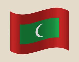 Flag of Maldives waving in the wind, a patriotic vector illustration and national symbol on an isolated background.