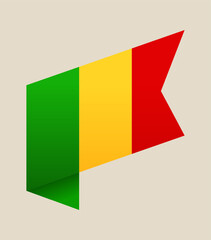 Fototapeta premium Flag of Mali presented as a stylish vector ribbon banner, a patriotic national symbol on an isolated background.