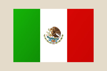 Mexican national flag vector illustration displaying the official coat of arms, a proud and patriotic symbol isolated for design.