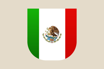Mexican Flag Shield with Coat of Arms Presented as a Clean Vector Icon for National Cultural Design.