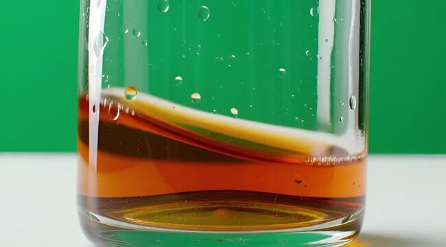 Whiskey Swirls in Glass Bottle and Tumbler, Slow Motion Pouring Motion