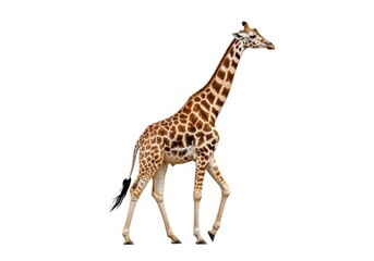 Naklejka premium Giraffe walking isolated on white background