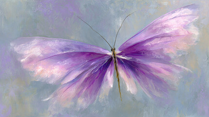Fototapeta premium Butterfly with Ethereal Wings in Soft Pastel Colors