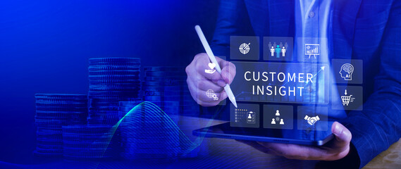 Customer insight marketing concept. insight icon on virtual screen, Using customer insight to build strong customer relationship and increase customer loyalty. not ai