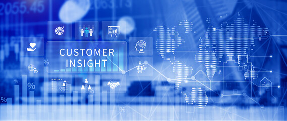 Obraz premium Customer insight marketing concept. insight icon on virtual screen, Using customer insight to build strong customer relationship and increase customer loyalty. not ai