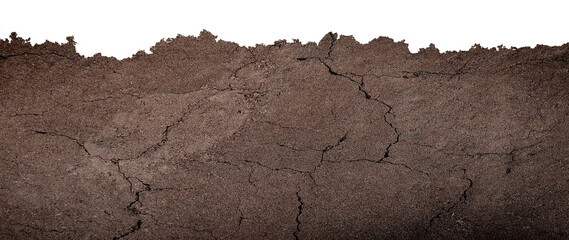 earthen wall layer and texture, Soil layer cross section found rock isolated on transparent background, Form of soil layers, Texture layers of earth surface, png