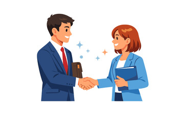 Fototapeta premium Business people shake hands in an office during a meeting to discuss ideas and plans after a successful presentation in a corporate setting in the morning