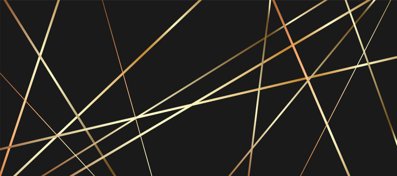 An abstract pattern of random golden lines in low-poly style.A chaotic golden geometric grid on a black background,a modern vector texture with irregular linear shapes for tech design,and  wallpapers 