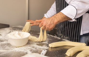 Traditional Chinese noodles at the fair. Lunar New Year parade, Asian community. Festive atmosphere, cultural diversity. Ideal for travel, culture, festival promotion and editorial design