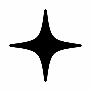 Stylized four pointed star with rounded tips, isolated on white background