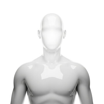 Glossy white faceless male mannequin torso
