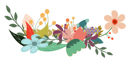 Bunch of beautiful blooming peony flowers hand drawn on white background.