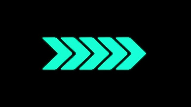 arrow icon concept animation right to left direction looping arrow loading and navigation symbol on black background