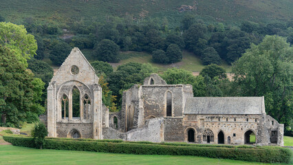 View of Valle Crucis Abbey, Llangollen, North Wales