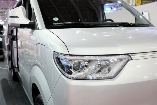 Lateral view of DSFK EC 75 full electric compact cargo van. Photographed in ambiental light. Romania, Bucharest, October 2025.
