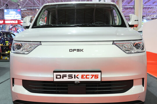 Front view of DSFK EC 75 full electric compact cargo van. Photographed in ambiental light. Romania, Bucharest, October 2025.
