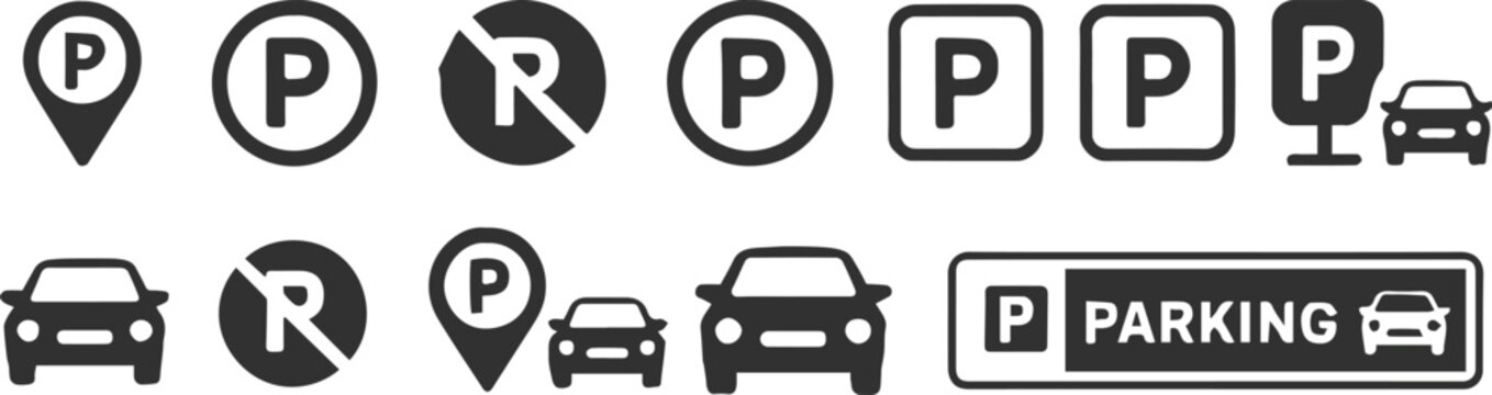 parking icon set vector signs p symbol car no parking map pin