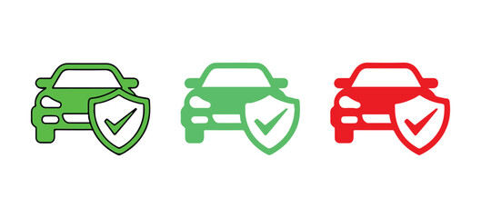 security car icon with shield and checkmark vector for ui and web © AIcon Star