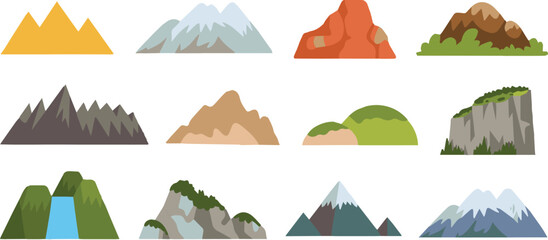 mountain vector grid twelve different mountain and hill icons © AIcon Star